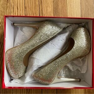 Guess Gold Glitter Heels Stiletto Pumps